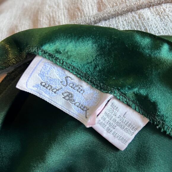 Satin and Beaux Vintage Emerald Green Satin Slip Dress 90s Y2K L - Picture 6 of 6